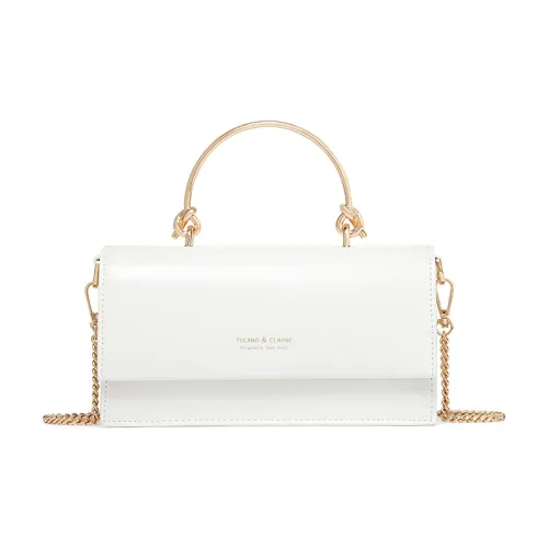 TUCANO PU Portable Small Bag, Chain Bag, Small Square Bag, Shoulder Bag, Crossbody Bag Trumpets Women's Cream White
