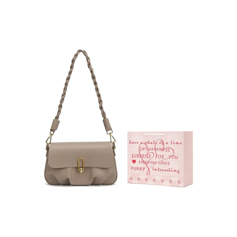 FAIRWHALE Synthetic Leather Shoulder Bag Women's Ecru/Milk Tea Beige-18