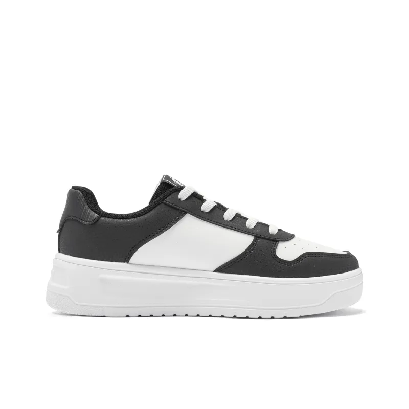 QIAODAN Anti-Slip And Wear-Resistant Breathable Low-Top Skateboard Shoes Women's White Black-1