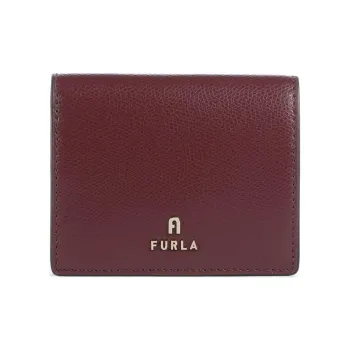 Furla Grained Leather Wallet Small Size Women's Deep Red