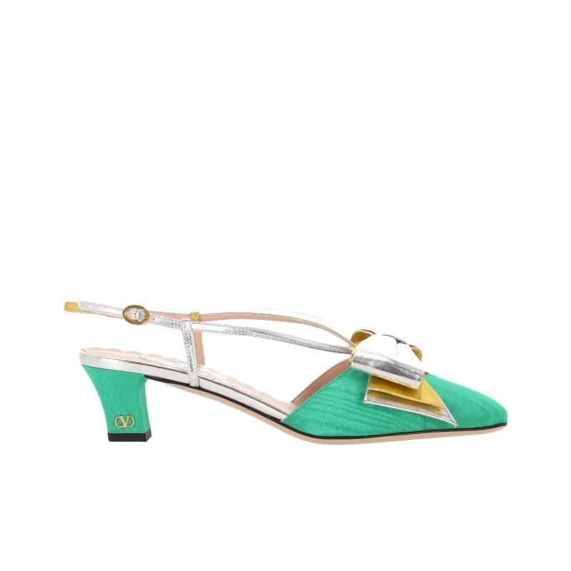Valentino Bowow Chunky Heel High Heels 4.5cm Women's Green-1