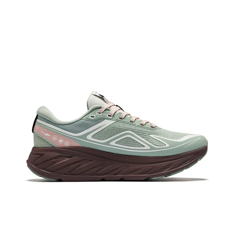 Erke Anti-Slip And Wear-Resistant Rebound Low-Top Trail Running Running Shoes Women's Jade Green Microcrystal White-1