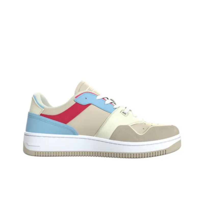 Tommy Hilfiger Meg Low Ace Stony Slip-Resistant Low-Top Skateboard Shoes Women's Beige Blue Red-1