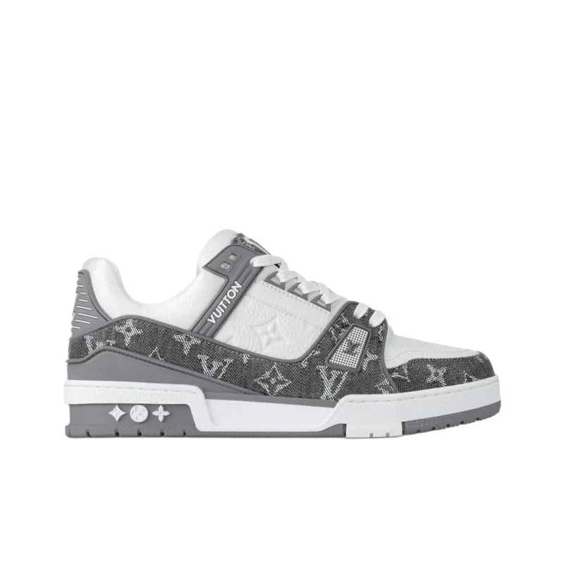 LOUIS VUITTON Trainer Low-Top Skateboard Shoes Women's Gray-1