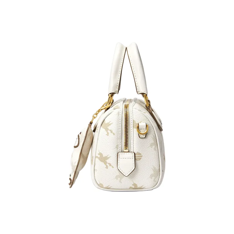 NUCELLE PVC Cylinder Bag Handbag Shoulder Bag Crossbody Bag Small Size Women's Ecru-3