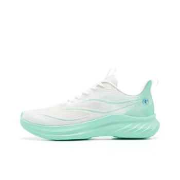 QIAODAN Cushioned Slip Resistant Abrasion Resistant Low Top Casual Running Shoes Men's White Green