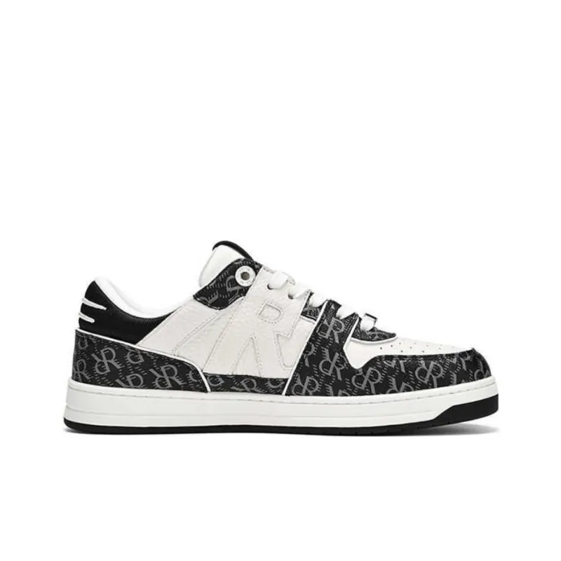 RARE RICH Collection Slip-Resistant Low-Top Skateboard Shoes Men's Black White-3