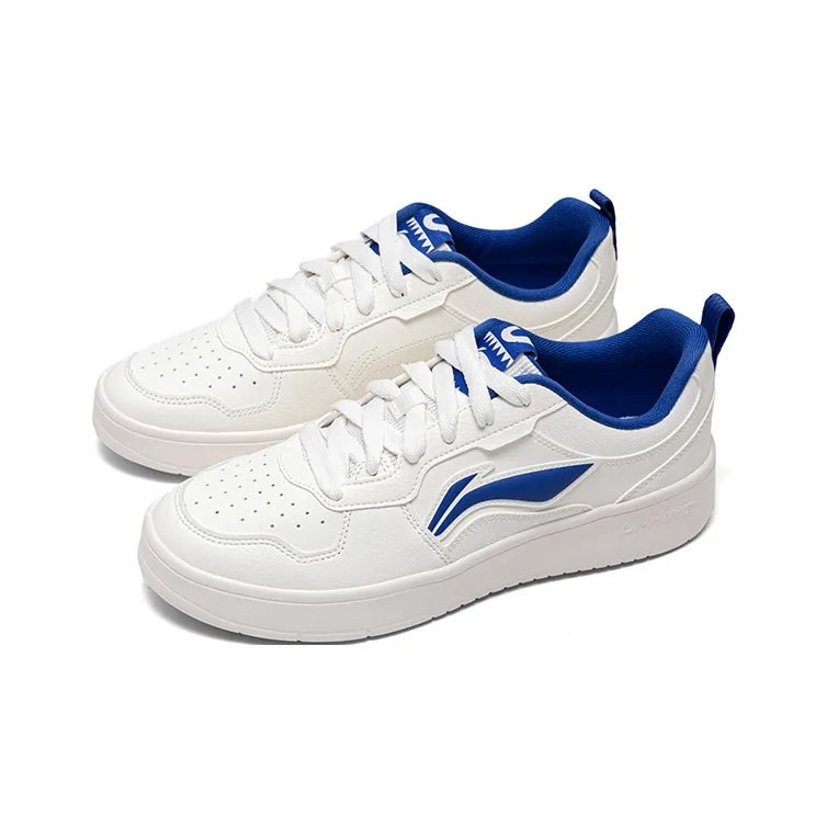 LiNing Early Cloud Wear-Resistant Lightweight Height Increasing Low-Top Skateboard Shoes Men's Ivory Blue-2