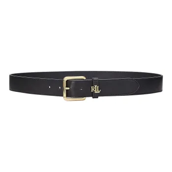 LAUREN RALPH LAUREN Leather, Brass Leather Belts Women's Black Width 3.2CM