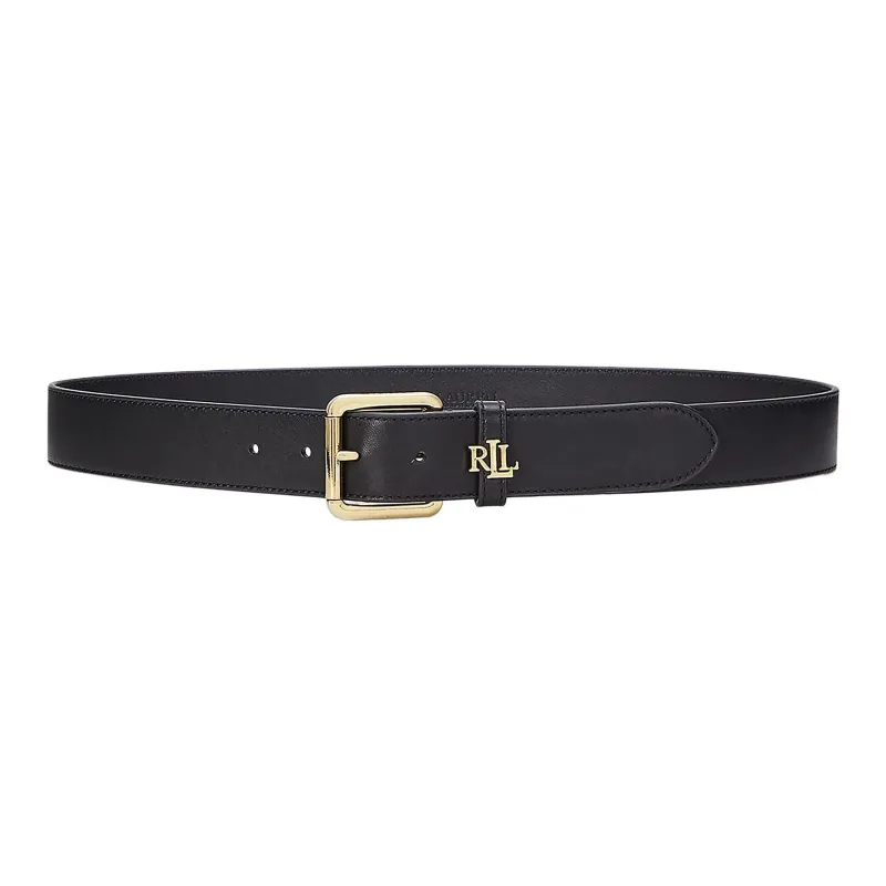 LAUREN RALPH LAUREN Leather, Brass Leather Belts Women's Black Width 3.2CM-0