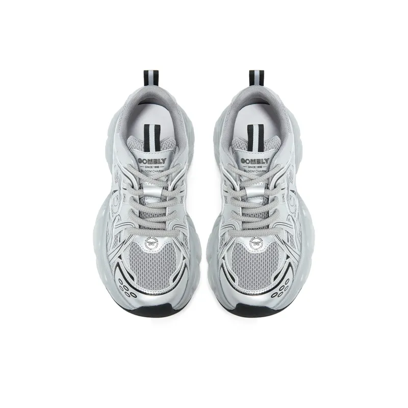 COMELY Chunky Sneakers Women's Low Top Silver/Gold-3
