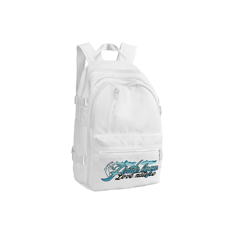 FINITE LOOP Recycled Material Student Backpack Unisex White-26
