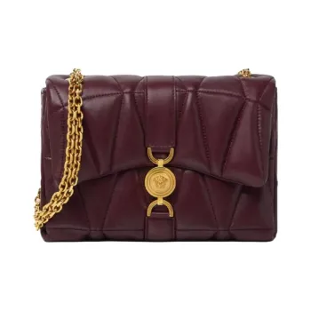 FANSIZHE Kleio Lambskin Shoulder Bag Women's Burgundy Red
