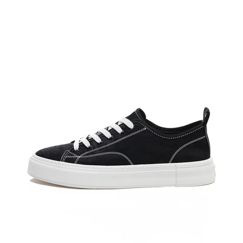 Ruomini Low-Top Canvas Shoes Men's Black-0