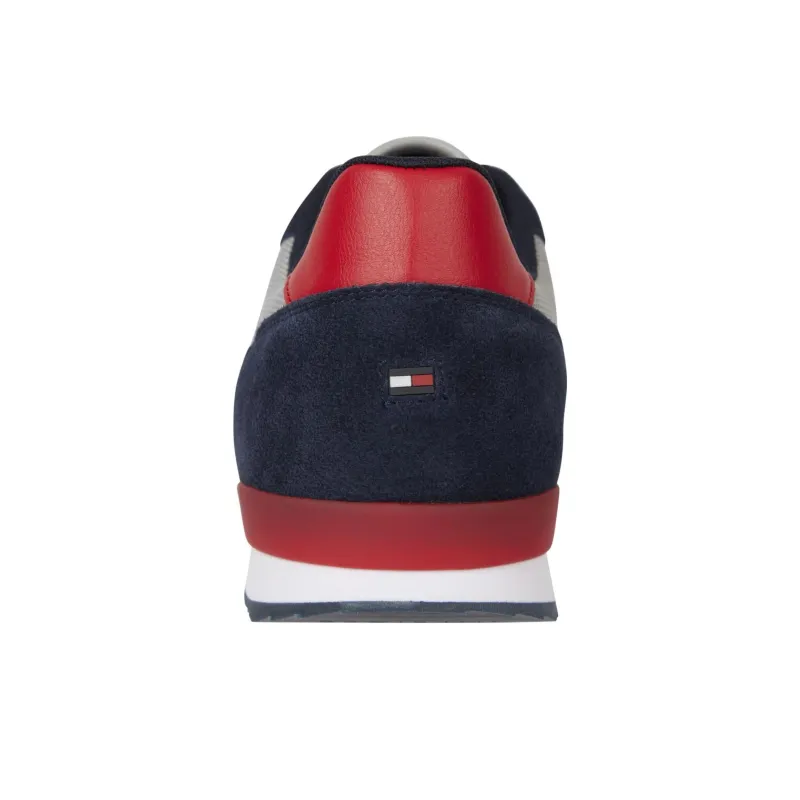 Tommy Hilfiger Iconic Runner Mi Slip-Resistant Low-Top Casual Shoes Men's Gray Blue Red-4