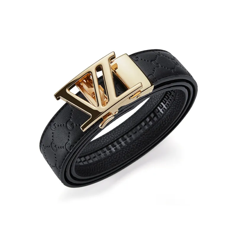 GUSKI Top Grain Cow Leather Automatic Buckle Belt, Suitable For Men's Pants Men's Gunmetal Width 3.5cm Gift Box Set-8