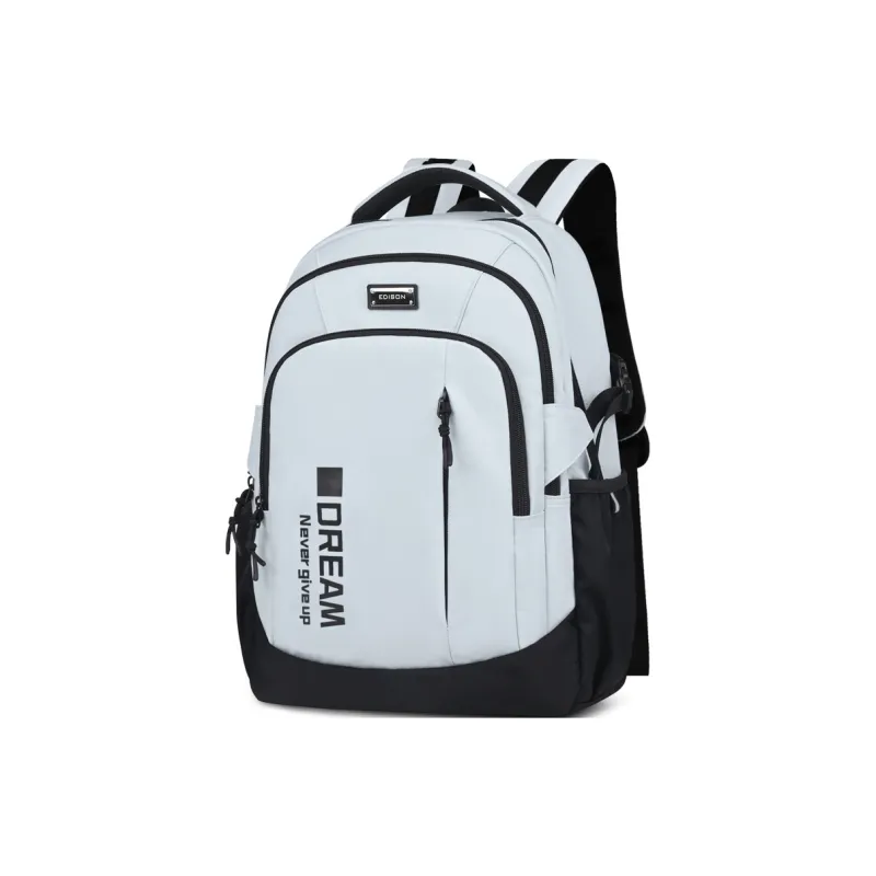 EDISON Nylon Middle And High School Student Backpack Large Size Unisex Black/Silver Gray/Purple-5