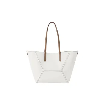 Brunello Cucinelli Cotton And Linen Blend Tote Bag Shopping Bag Shoulder Bags Small Size Women's Chalk