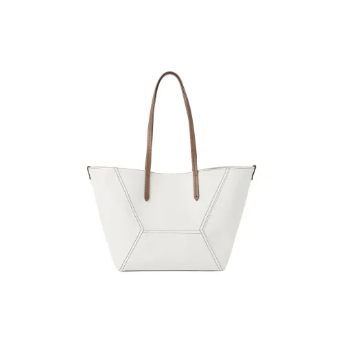 Brunello Cucinelli Cotton And Linen Blend Tote Bag Shopping Bag Shoulder Bags Small Size Women's Chalk