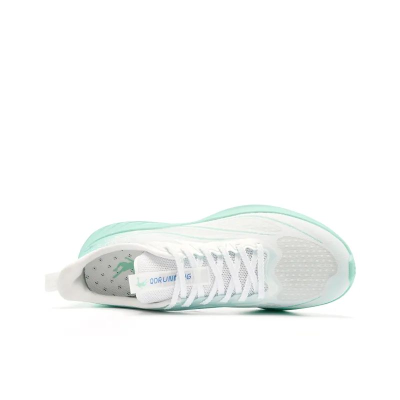 QIAODAN Cushioned Slip-Resistant Abrasion-Resistant Low-Top Casual Running Shoes Men's White Green-3