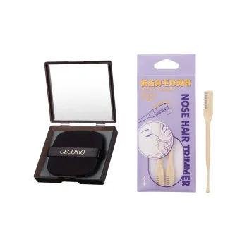 GECOMO Comb Tooth Nose Hair Trimmer+Oil Absorbing Paper Combination, With Built in Mirror And Powder Puff, Makeup Tool