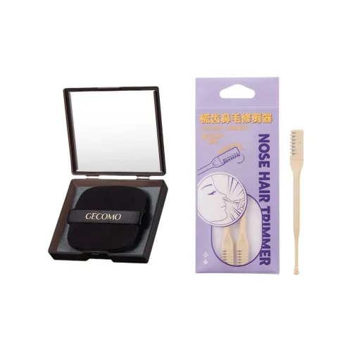 GECOMO Comb Tooth Nose Hair Trimmer+Oil Absorbing Paper Combination, With Built in Mirror And Powder Puff, Makeup Tool
