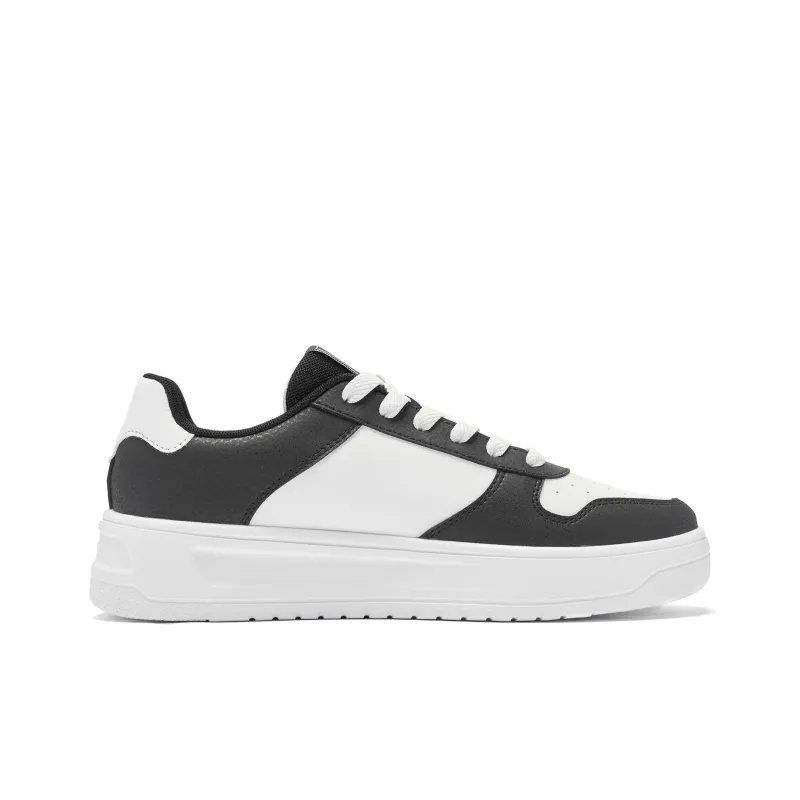QIAODAN Anti-Slip And Wear-Resistant Breathable Low-Top Skateboard Shoes Men's White Black-1