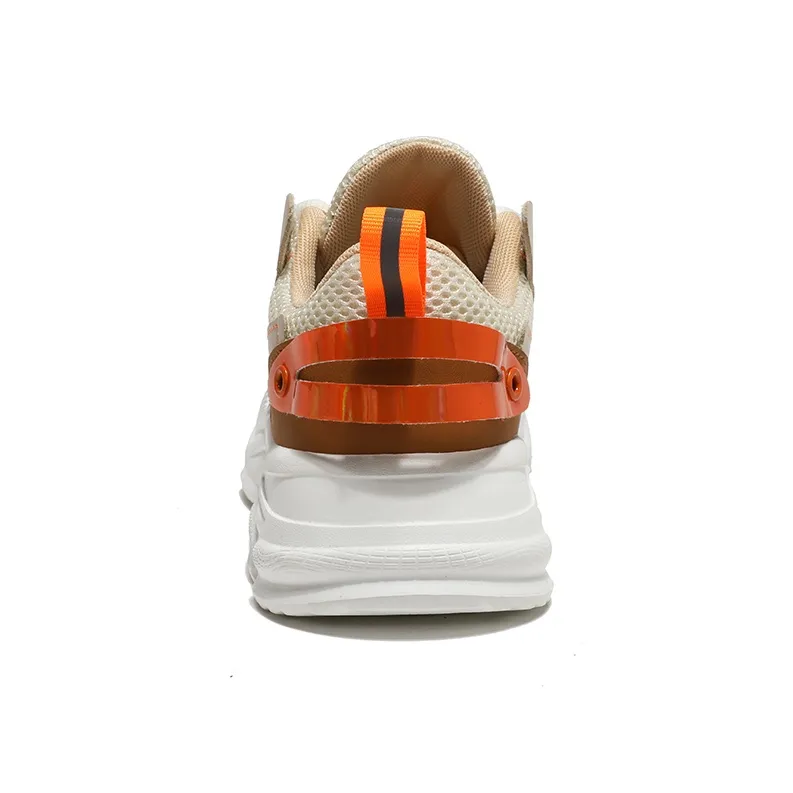 Binary Cushioning Slip Resistant Height Increasing Low Top Chunky Sneakers Women's Beige Orange-4