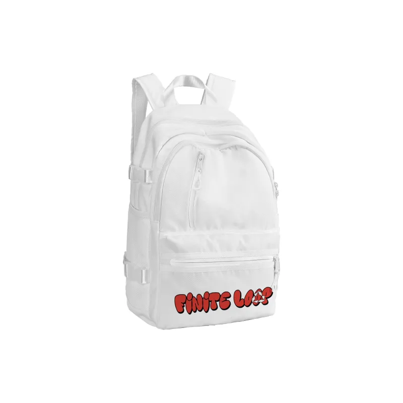 FINITE LOOP Recycled Material Student Backpack Unisex White-10
