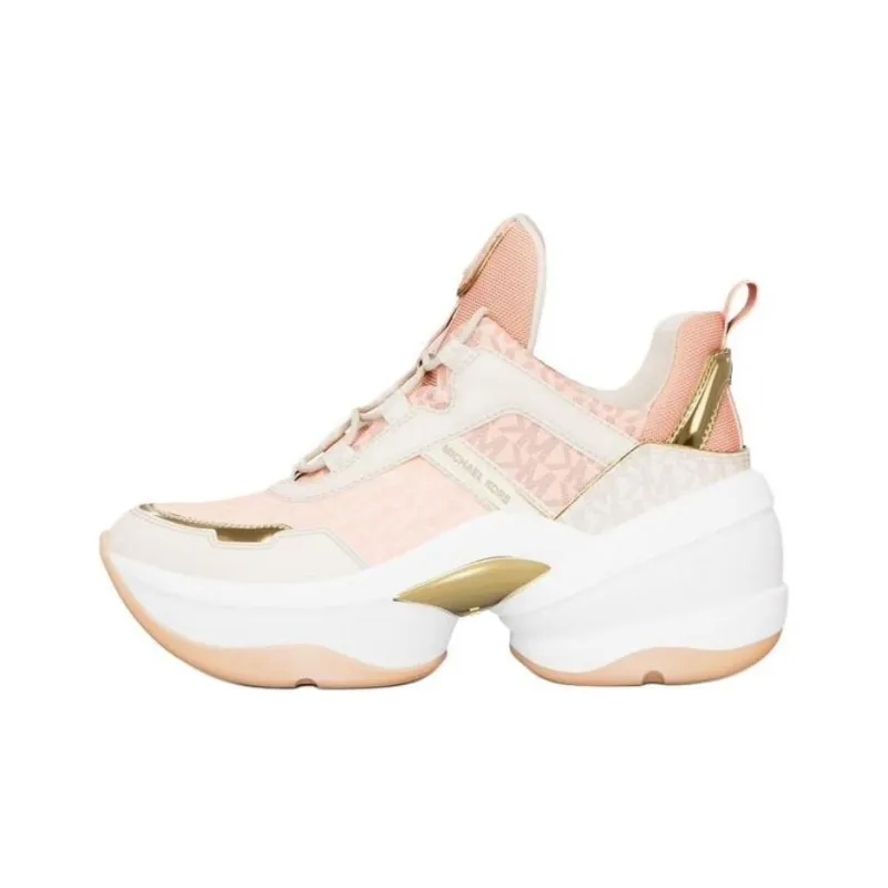 MICHAEL KORS Olympia Low Top Chunky Sneakers Women's White Pink-0