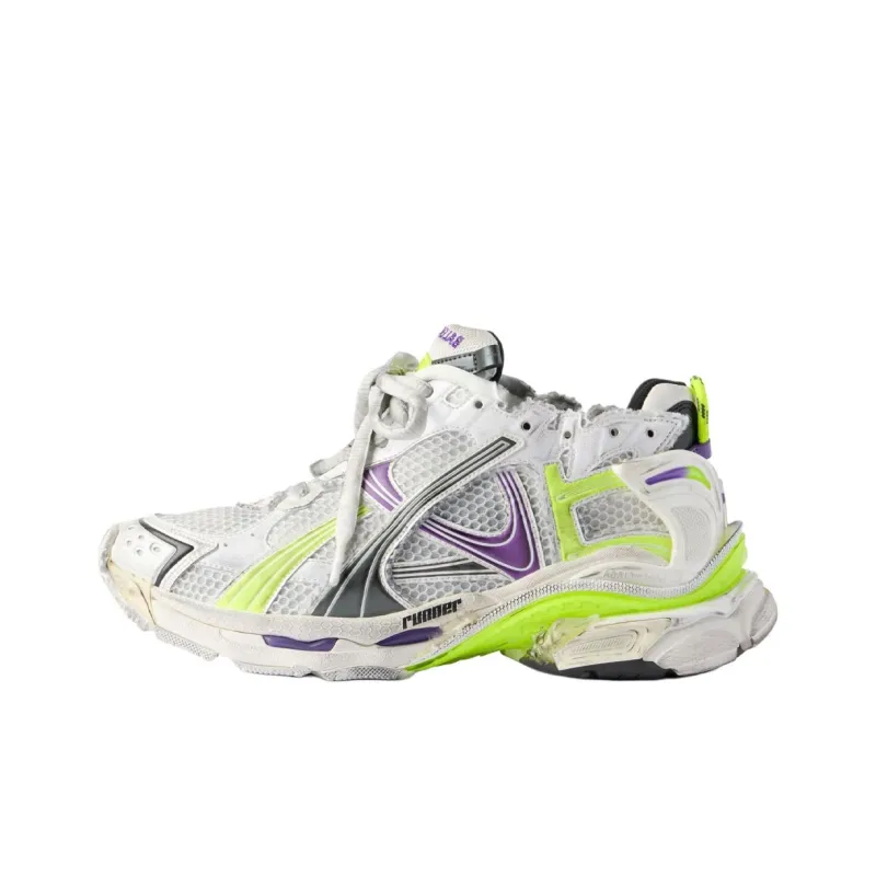 Balenciaga Runner Low-Top Chunky Sneakers Men's White/Gray/Yellow/Purple-0