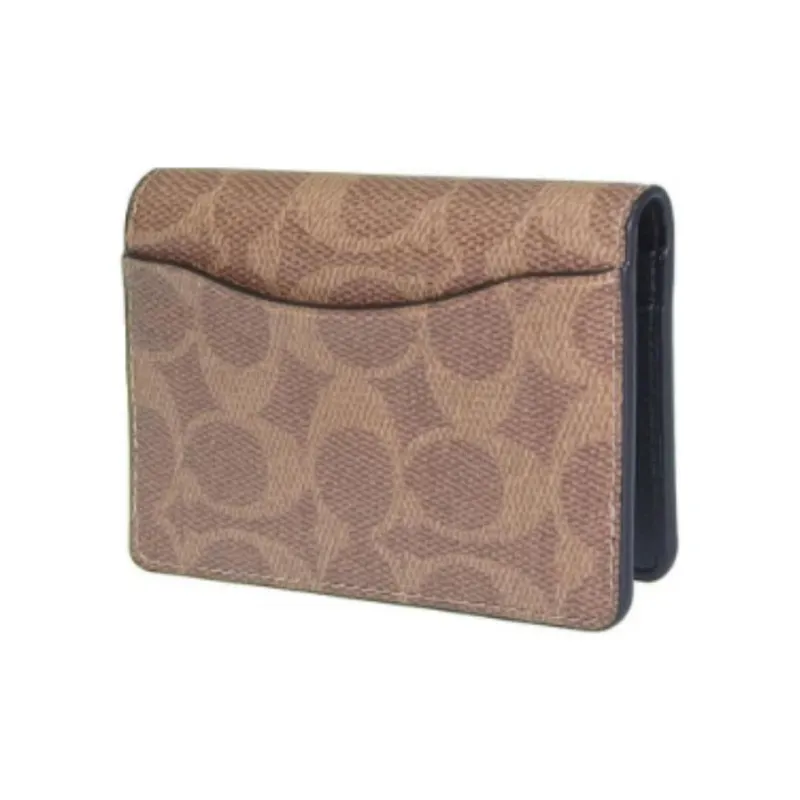 COACH Coated Canvas Card Holder Men's Tan & Black-2