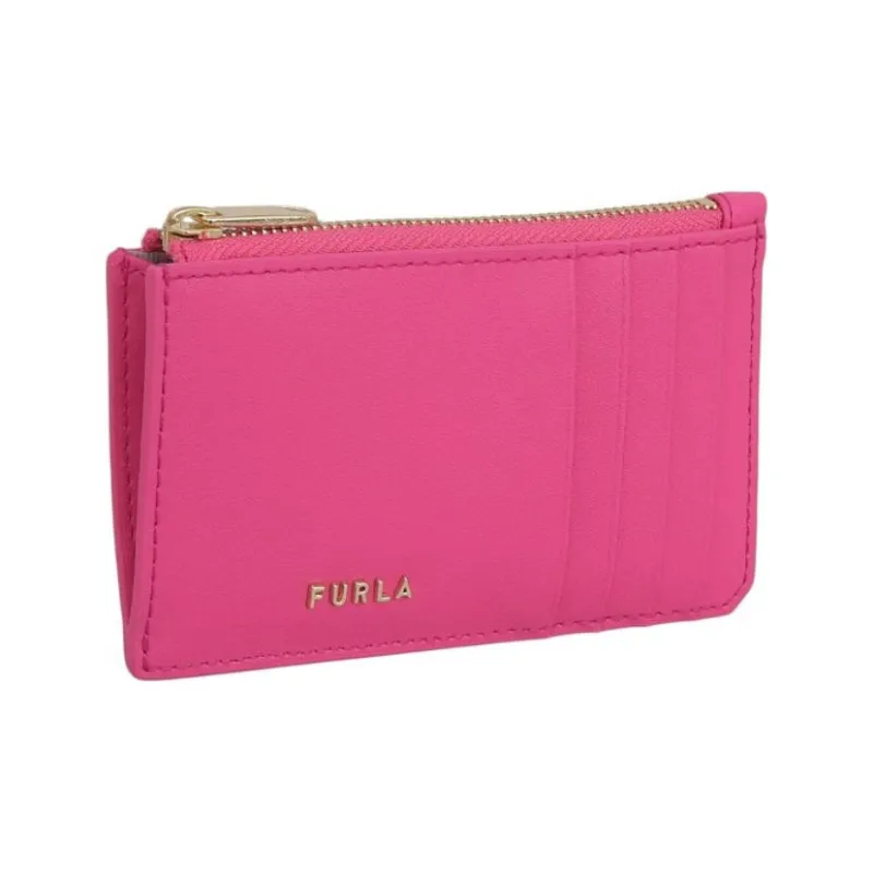 Furla Leather Card Holder Medium Size Women's Rose Red-1