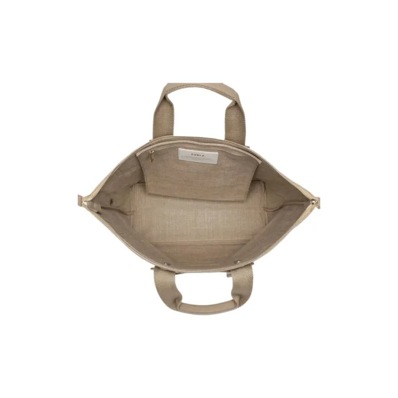 Furla Leather Tote Bag, Shopping Bag, Handbag Tubas Women's Beige-5