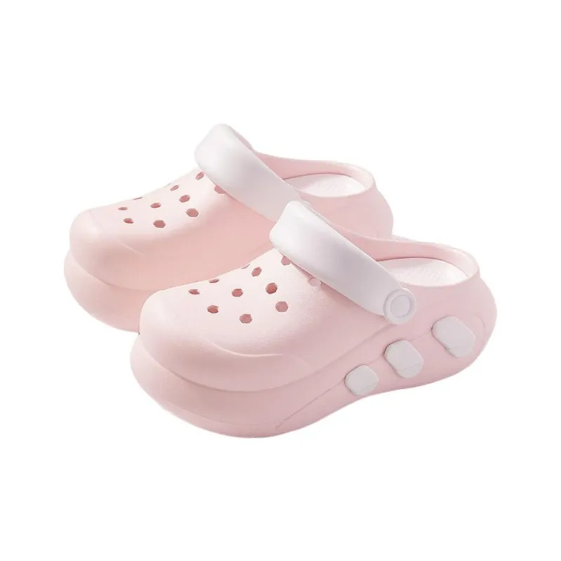 JINGEYU Minimalist Style Fashion Two Tone Platform Height Increasing Clogs Closed Toe Home Slippers-2