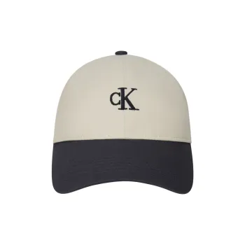 CALVIN KLEIN Cotton Baseball Caps Unisex Ecru/Blue Gray