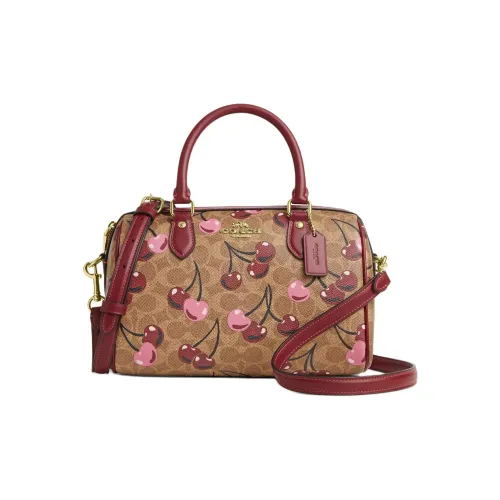 COACH Coated Canvas Shoulder Bag, Crossbody Bag, Handbag Medium Size Women's Red