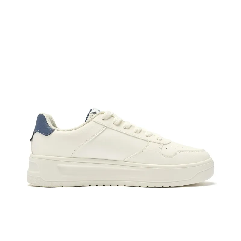 QIAODAN Anti-Slip And Wear-Resistant Breathable Low-Top Skateboard Shoes Men's Beige Blue-1