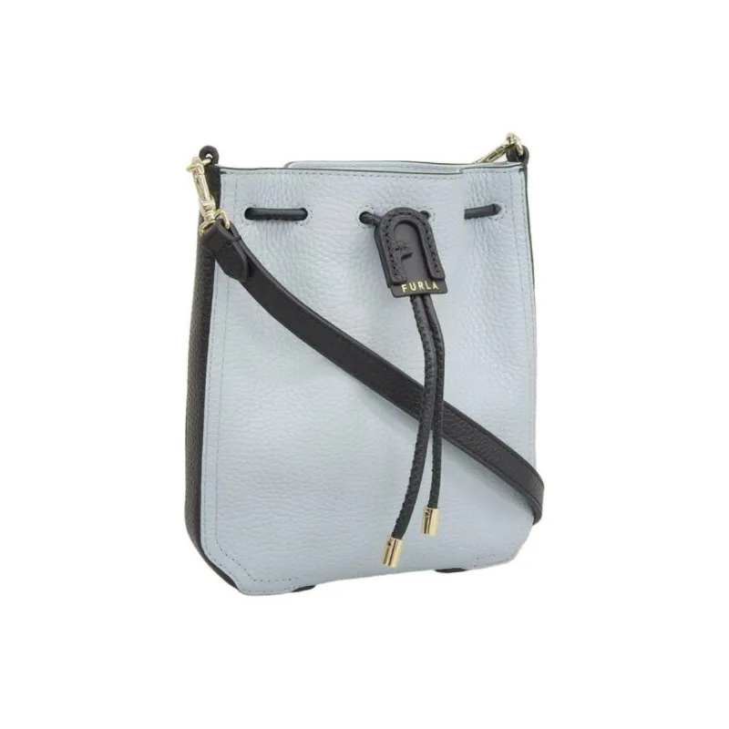 Furla Atena Leather Crossbody Bag Shoulder Bag Mini Women's Light Blue & Dark Blue-1
