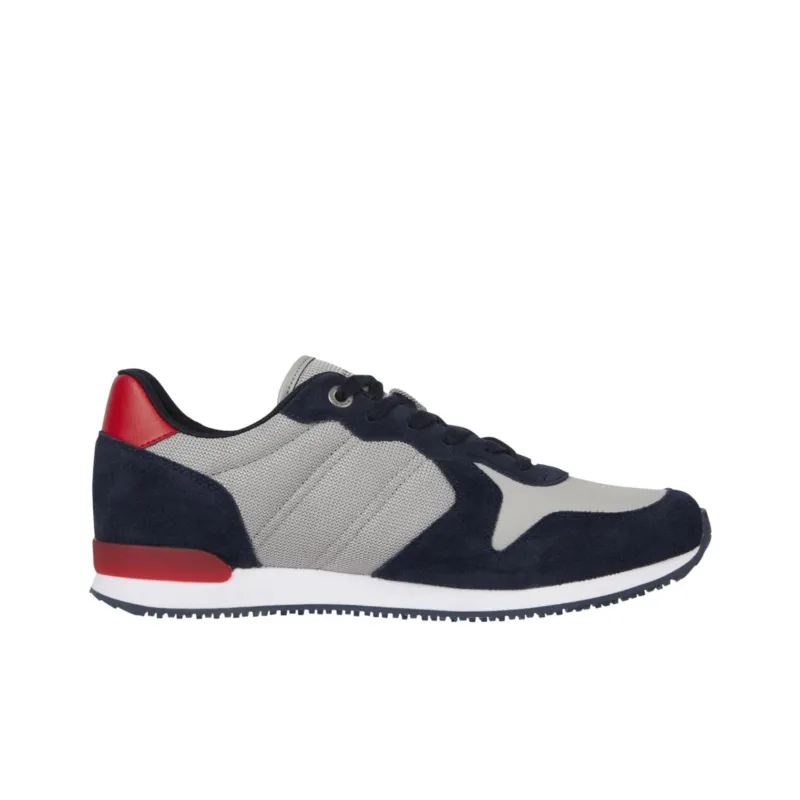 Tommy Hilfiger Iconic Runner Mi Slip-Resistant Low-Top Casual Shoes Men's Gray Blue Red-1