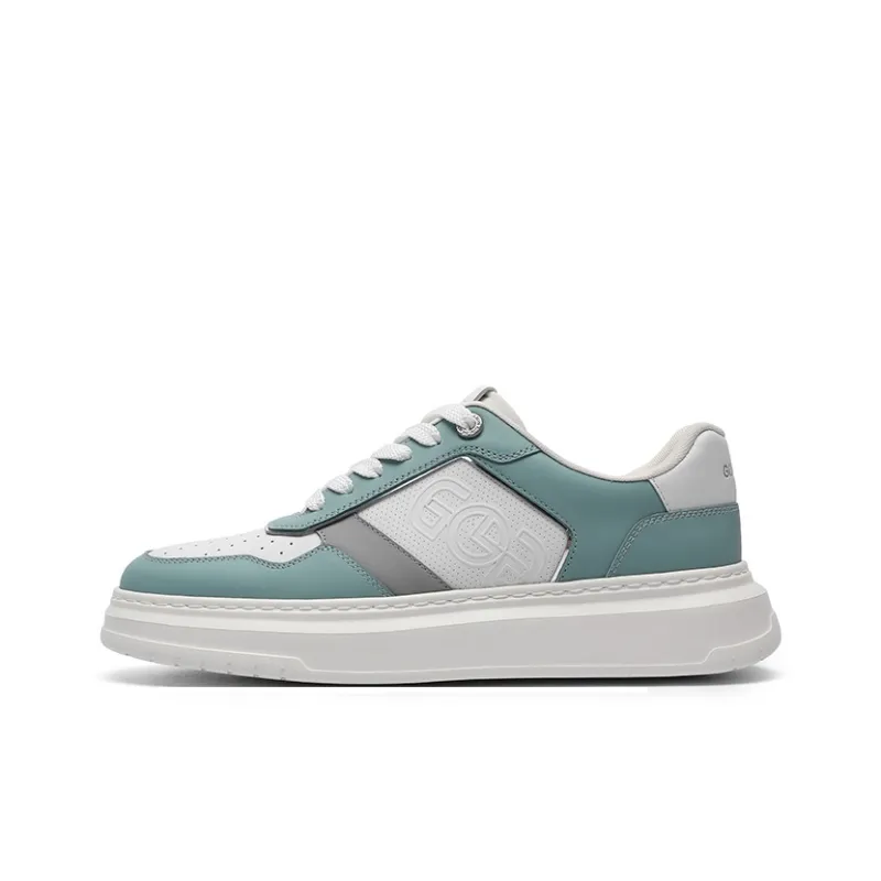 GOLDLION Low Top Skateboard Shoes Men's White Blue-0