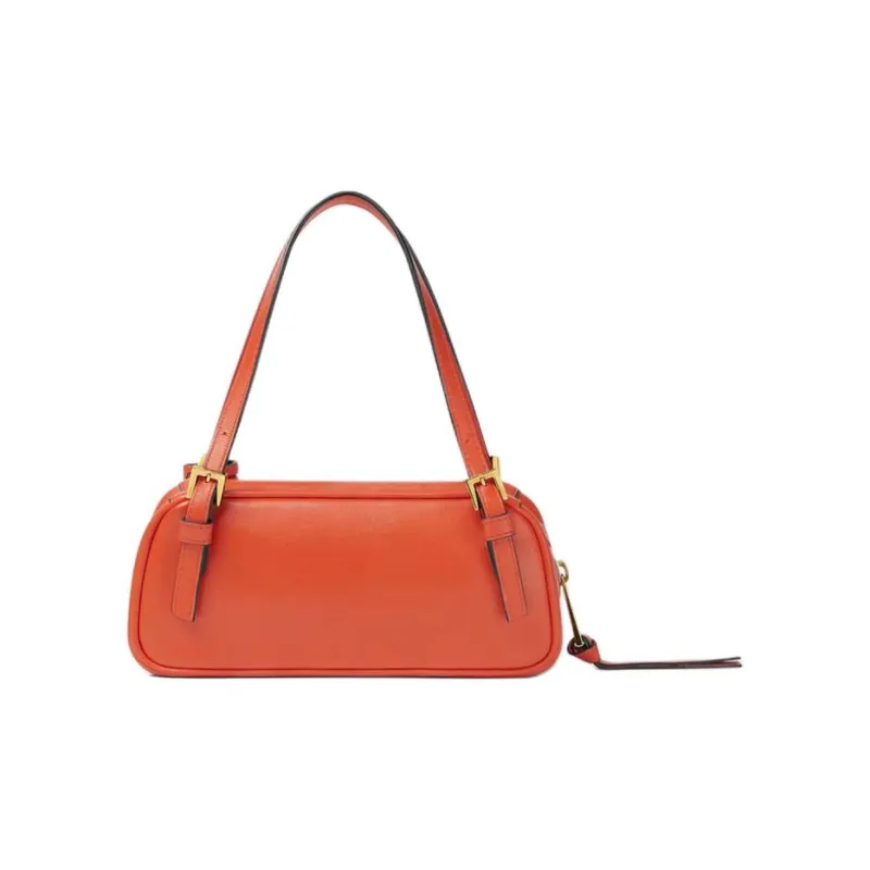 FANSIZHE Tag Lambskin Bowling Bag, Shoulder Bag Mini Women's Orange-2