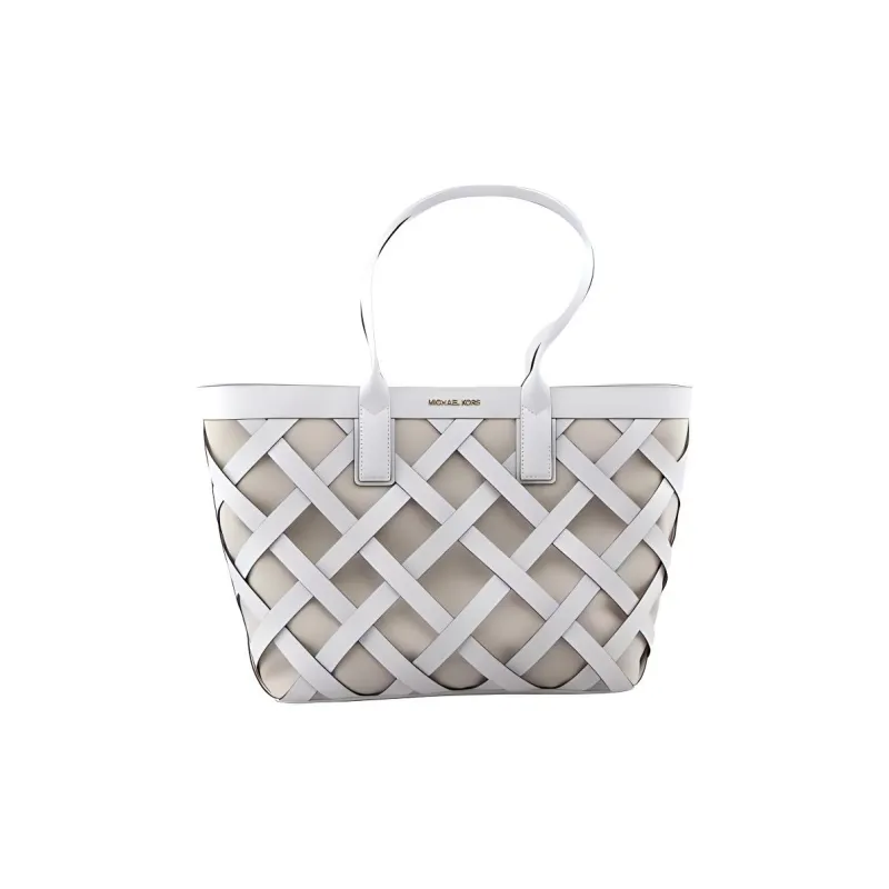 MICHAEL KORS Sienna Leather Tote Bag, Shopping Bag, Handbag Women's Optical Fibers White-1