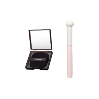 GECOMO Concealer Brush Mushroom Sponge Head+Oil Paper Combination, Self Contained Mirror Powder Puff, Makeup Tool