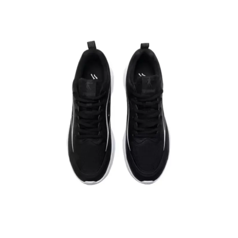 QIAODAN Slip Resistant Low Top Running Shoes Men's Black Silver-3