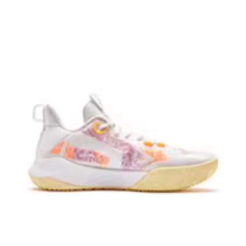 QIAODAN Wind Blade 4 TEAM Slip Resistant Low Top Basketball Shoes Men's White Red Orange-1