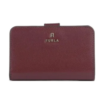 Furla Grain Leather Wallet Medium Size Women's Dark Red