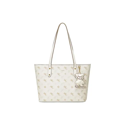 NUCELLE PVC Flying Horse Shoulder Bag Medium Large Women's Ecru