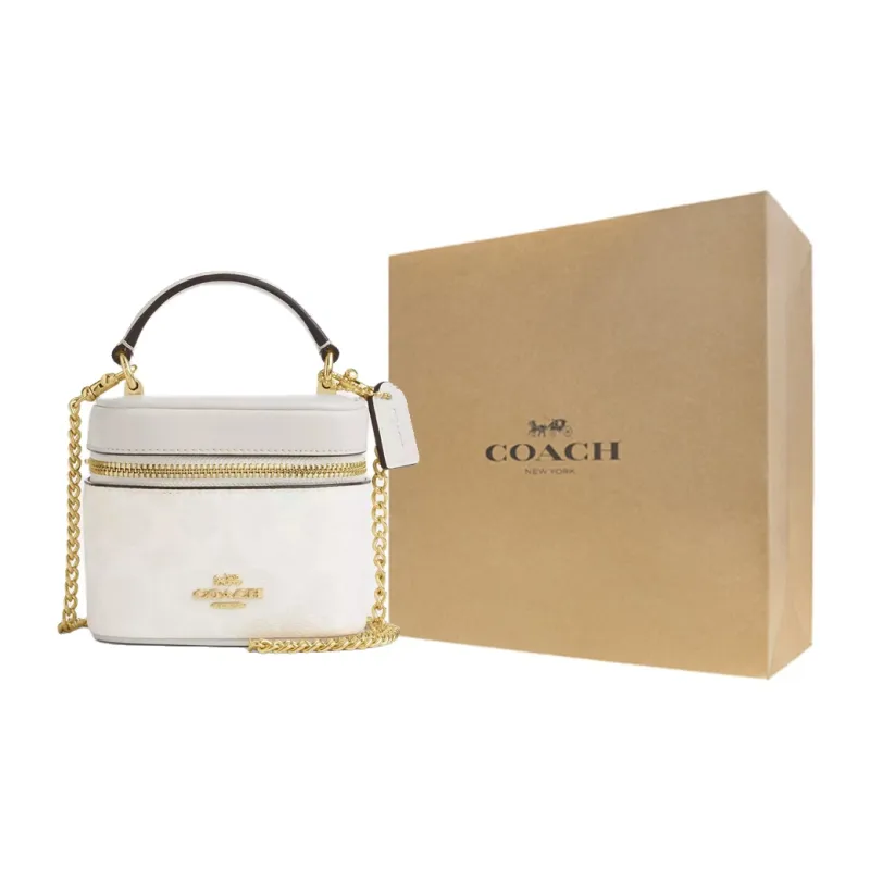 COACH Ava Canvas One Shoulder Handbags Mini Women's White-6
