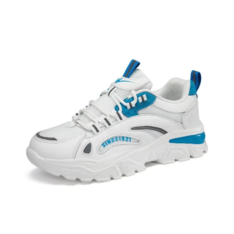 Binary Breathable Lightweight Height Increasing Low Top Chunky Sneakers Women's Beige Blue-1